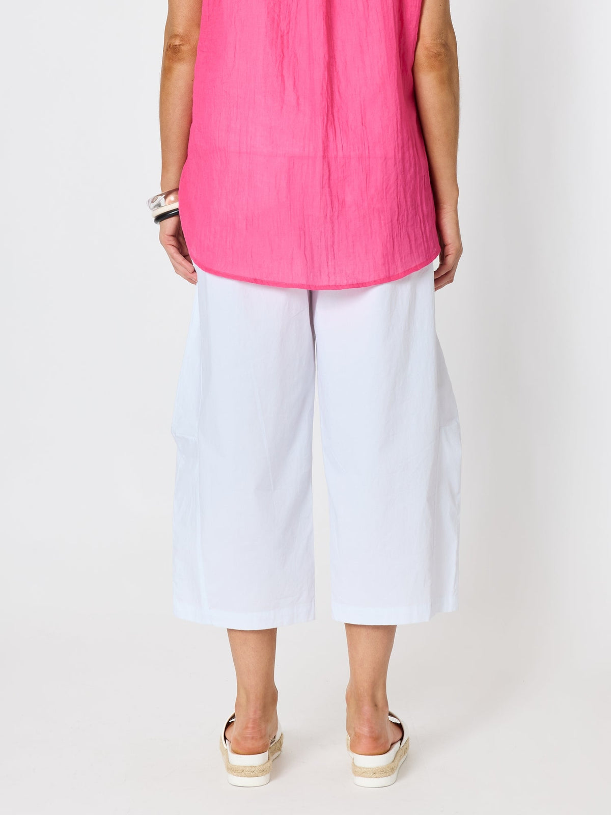 Clarity Toledo Parachute Crop Pant (White)