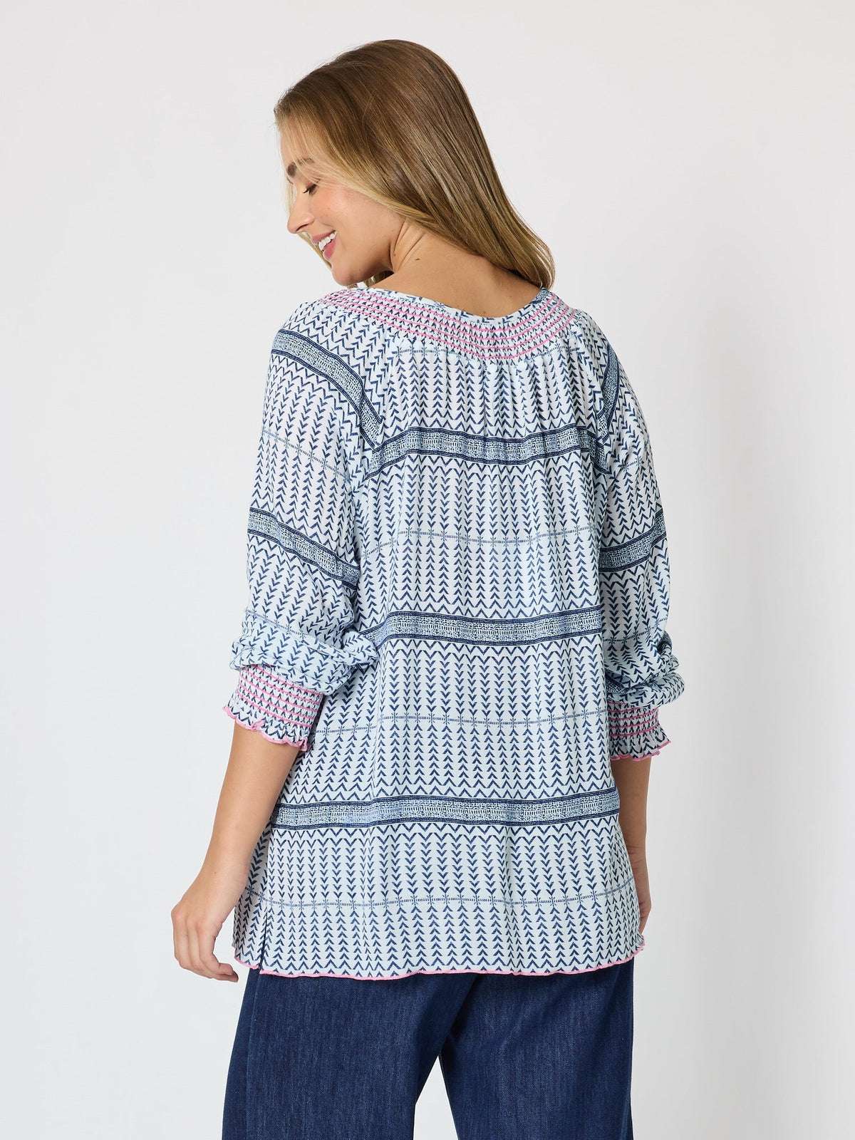 Threadz Canyon Print Top (Navy/White)