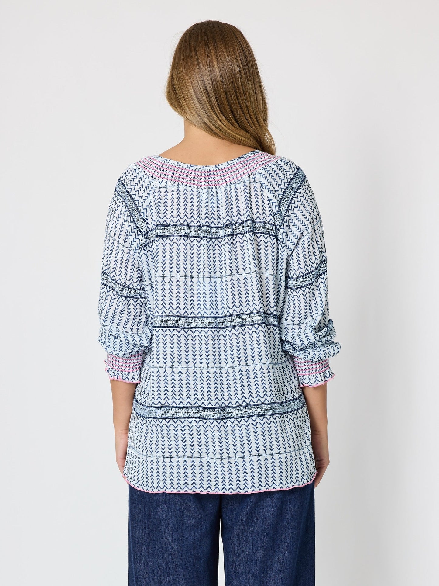 Threadz Canyon Print Top (Navy/White)