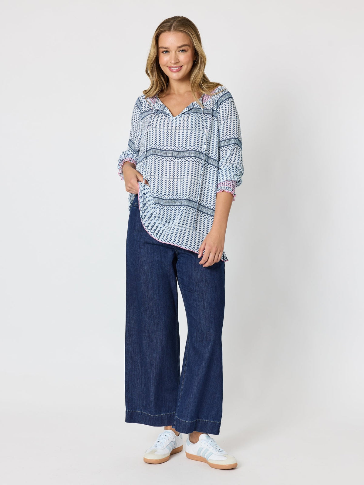 Threadz Canyon Print Top (Navy/White)