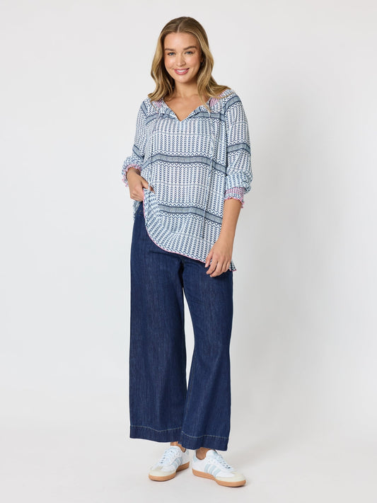 Threadz Canyon Print Top (Navy/White)
