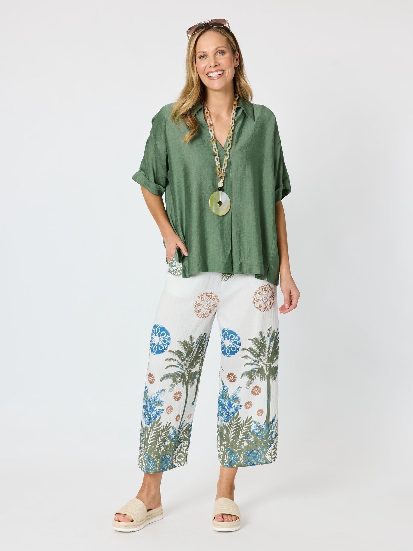 Clarity Del Mar Pleat Detail Top (Fern)