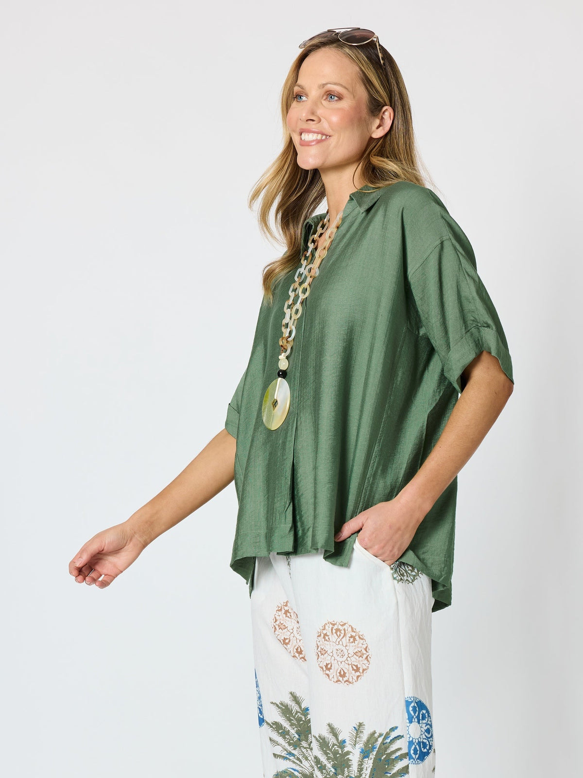 Clarity Del Mar Pleat Detail Top (Fern)