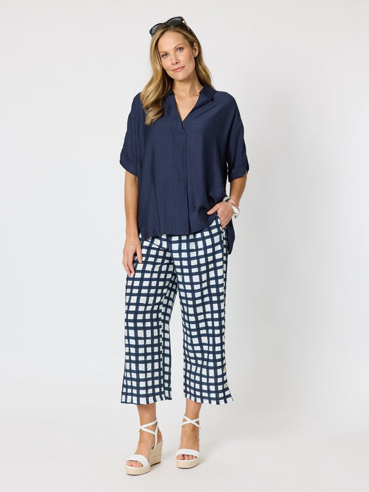 Clarity Del Mar Pleat Detail Top (Navy)