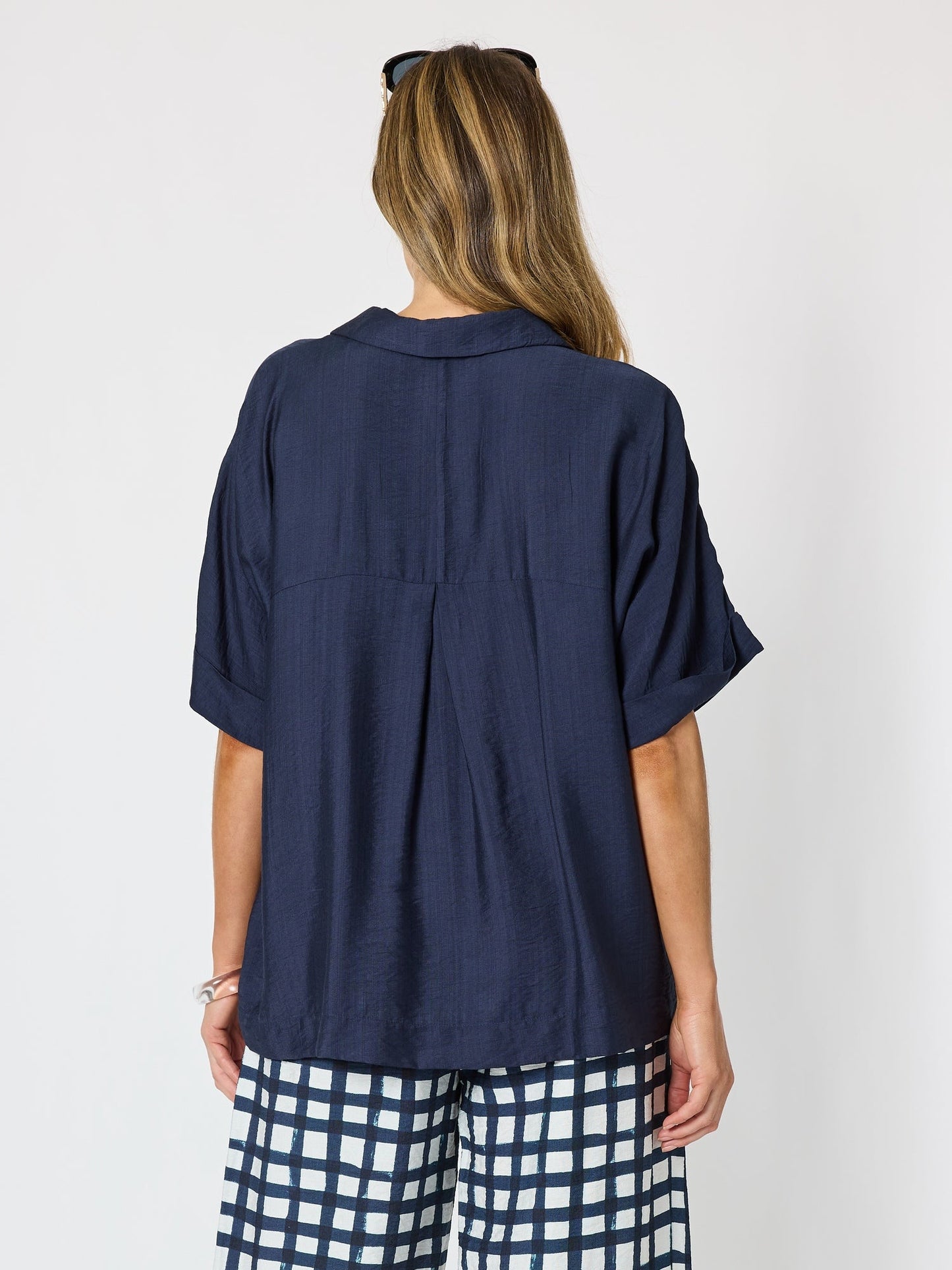 Clarity Del Mar Pleat Detail Top (Navy)