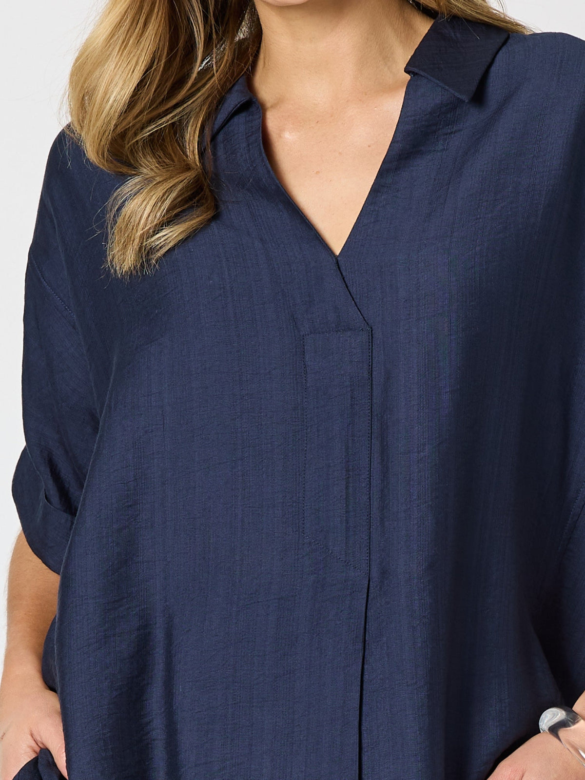 Clarity Del Mar Pleat Detail Top (Navy)