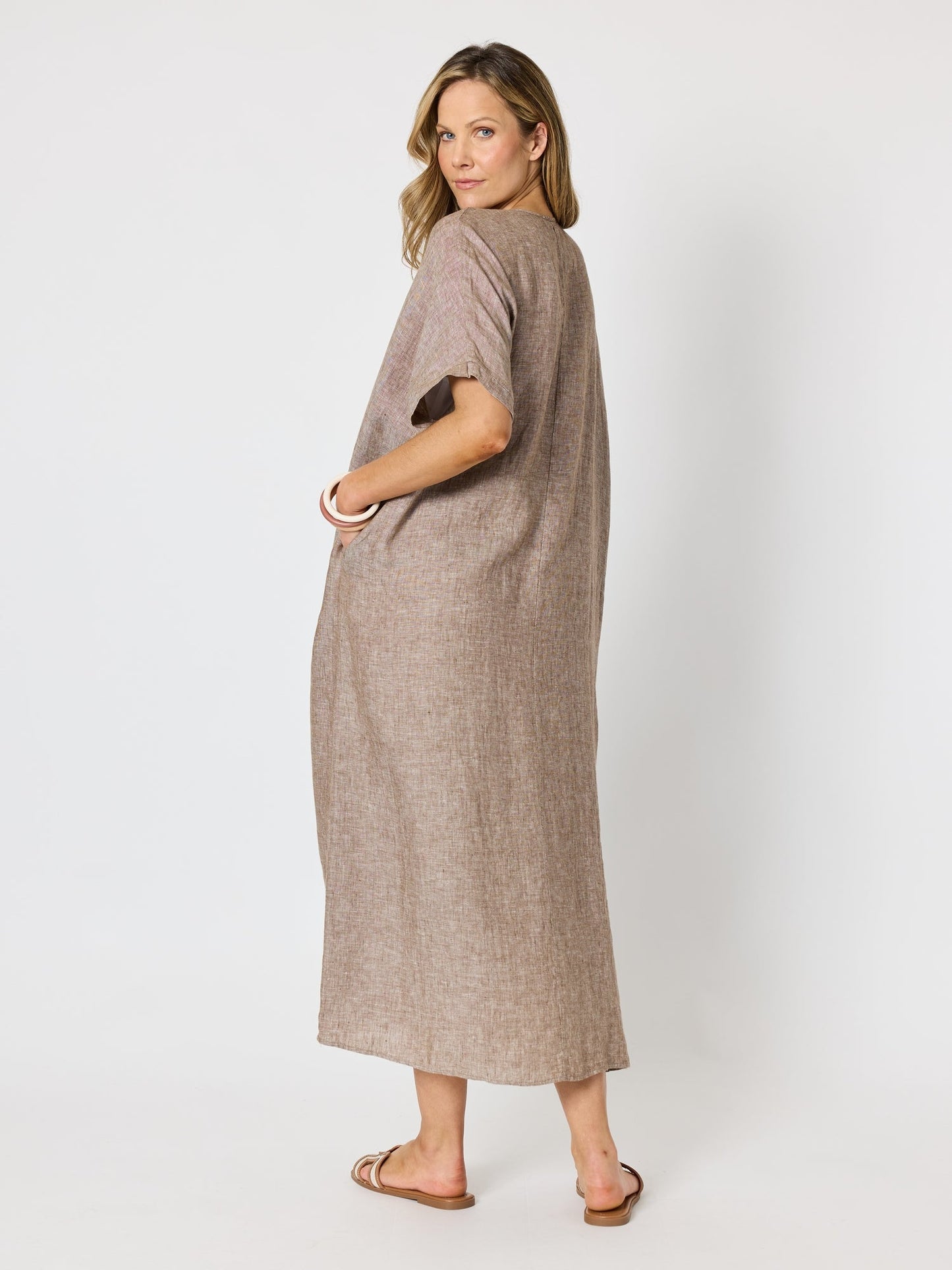 Hammock & Vine Haven Breeze Linen Dress (Mocha)