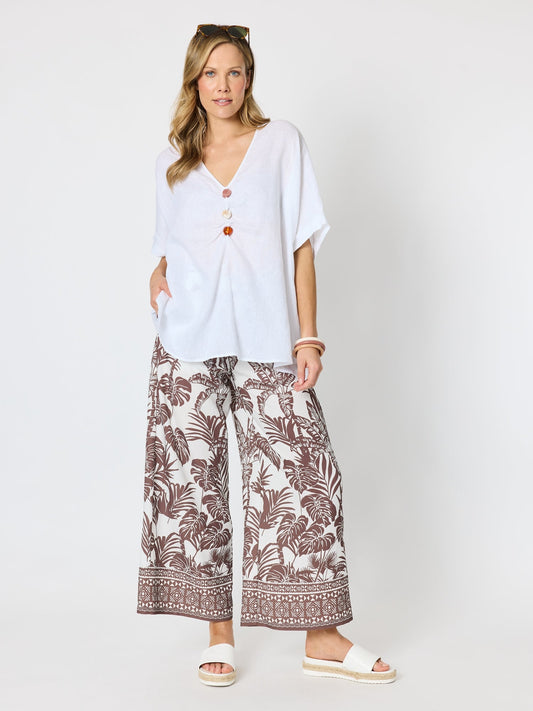 Hammock & Vine Haven Breeze Linen Top (White)