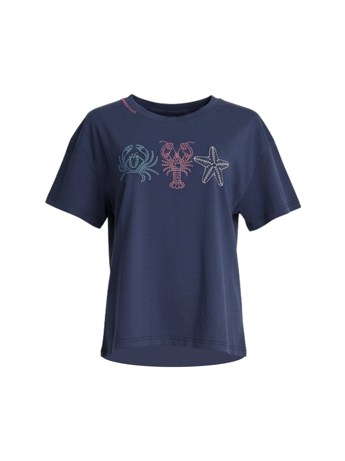 Threadz Beachside Embroidered Tee (Navy)