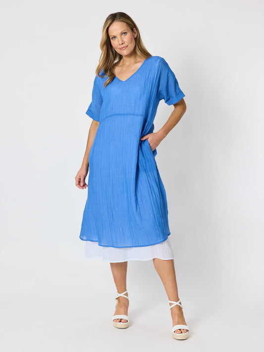 Image of Dresses. Product name - Capri Coast Dress Azure White in Azure White colour by brand - Clarity