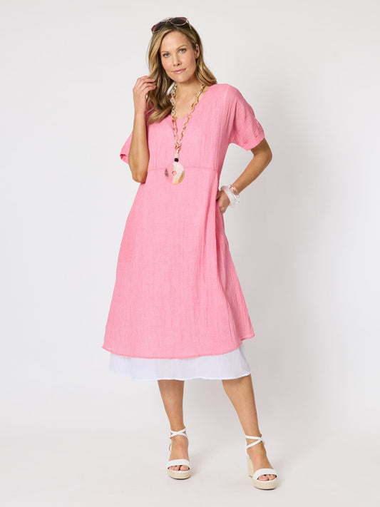 Image of Dresses. Product name - Capri Coast Dress Raspberry in Raspberry colour by brand - Clarity