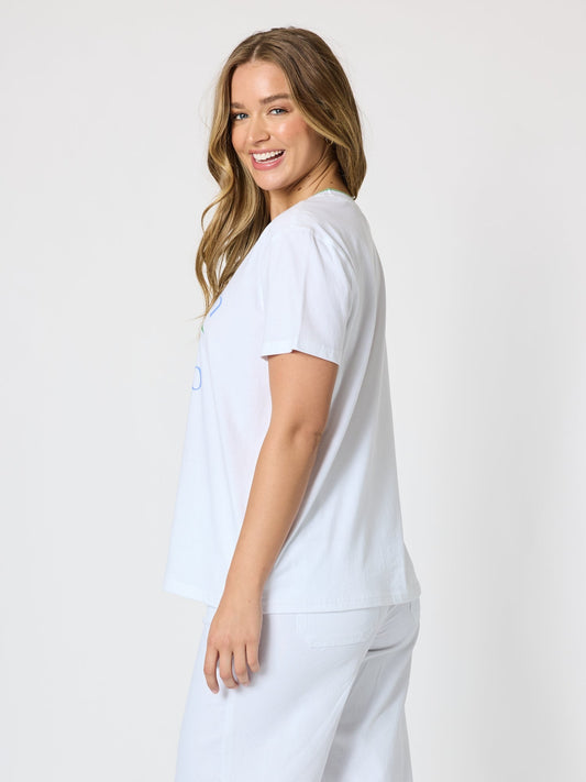 Threadz Limoncello Print Cotton Tee (White)