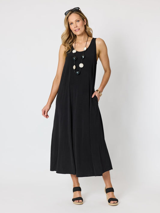 Image of Dresses. Product name - Traveller Tank Dress Black in Black colour by brand - Clarity