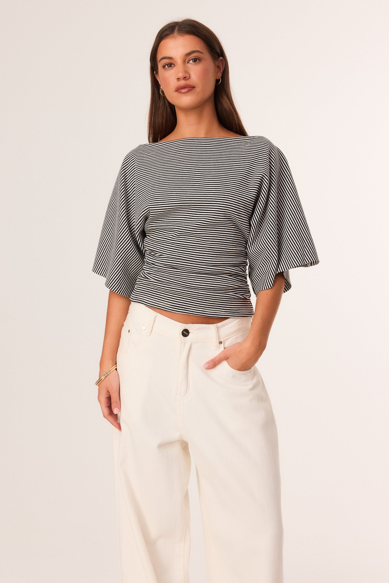 Image of T-Shirts. Productname: SNDYS SASSA TOP in Black Stripe colour by brand - SNDYS
