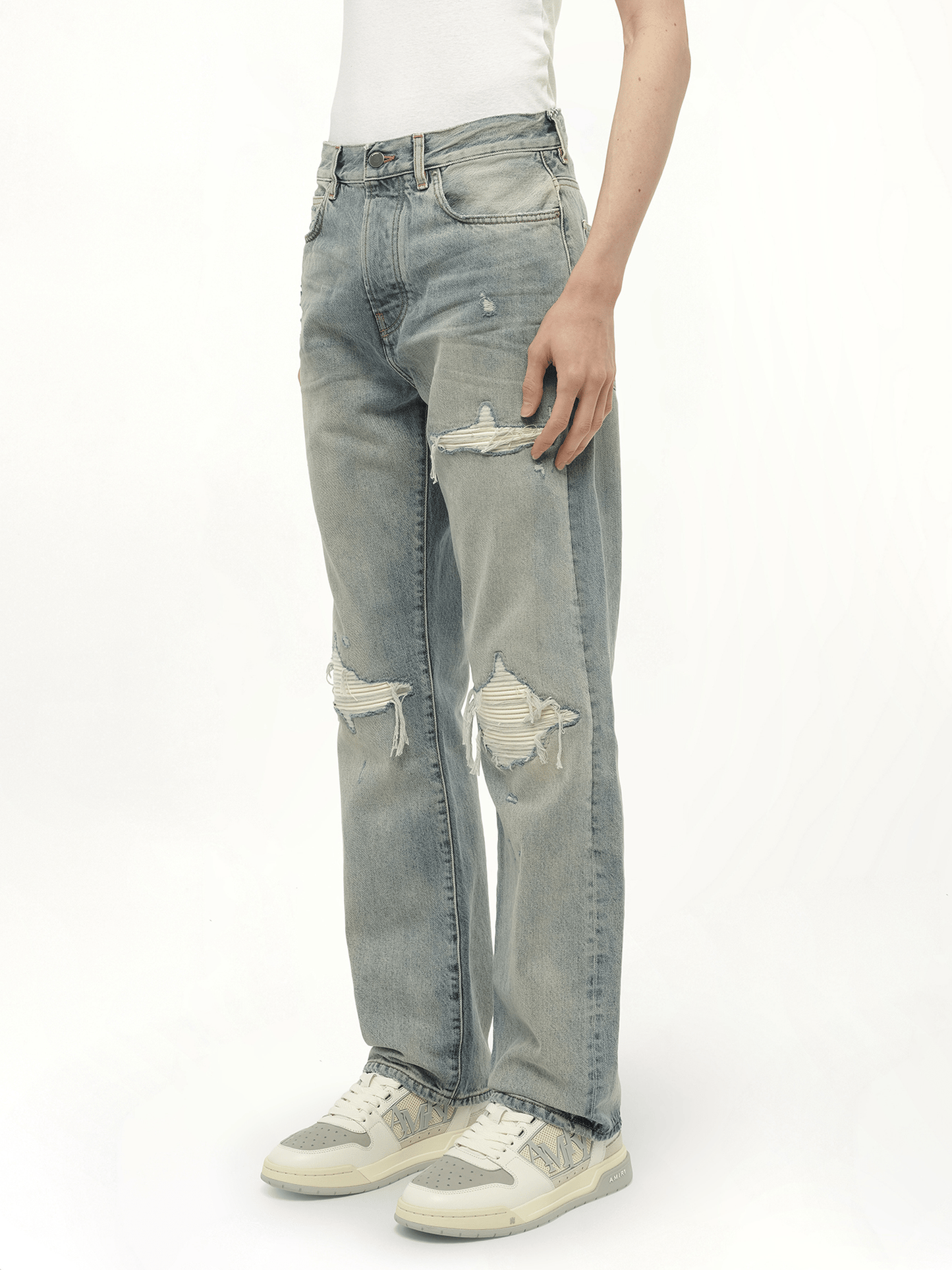 AMIRI Suede Straight MX1 Jeans (Blue)