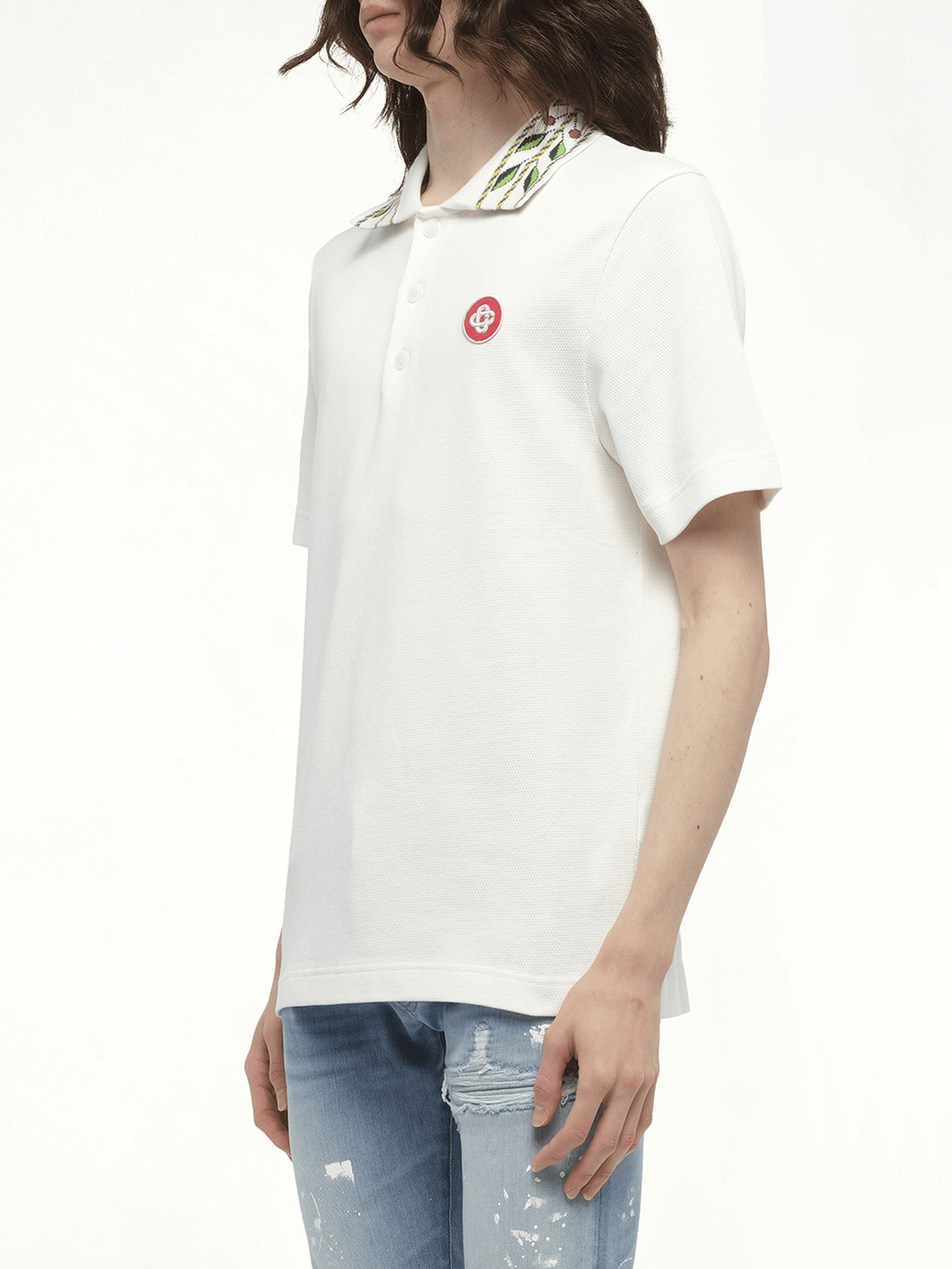 CASABLANCA Classic Laurel Pique Polo (White)