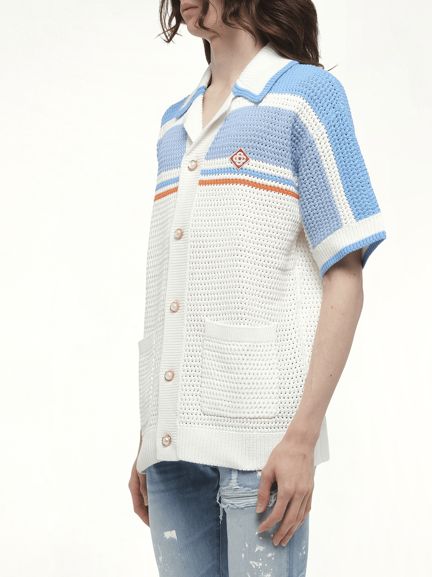 CASABLANCA Faux Crochet Shirt (Blue)