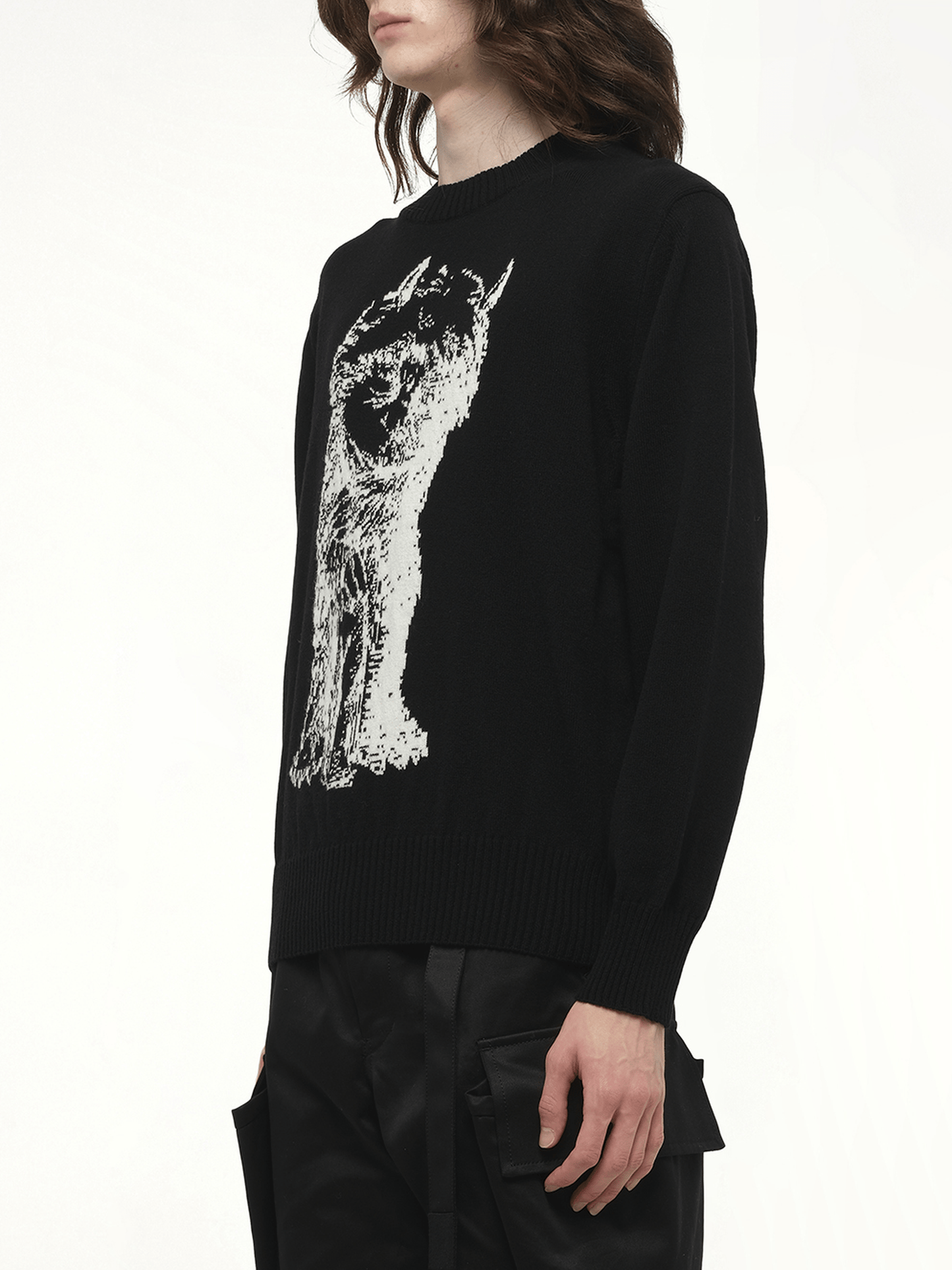 SACAI WHERE THE WILD THINGS ARE Wool Knit Pullover (Black)
