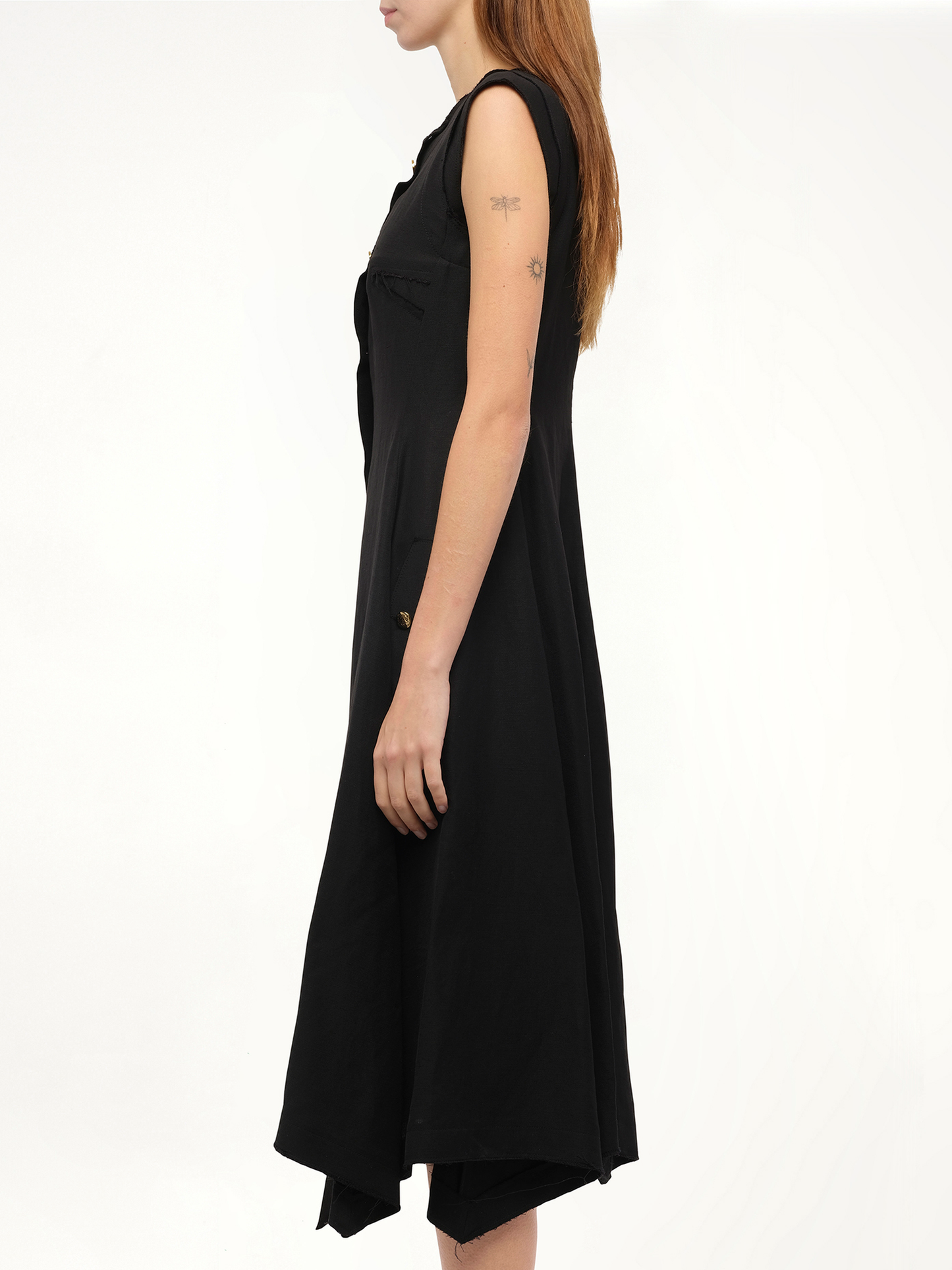 LOEWE Gold Button Sleeveless Dress (Black)