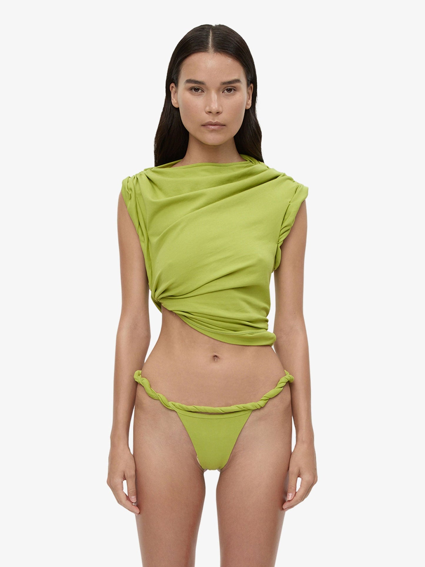 Image of T-Shirts. Product name - Rolled Up Tee in Green colour by brand - CHRISTOPHER ESBER