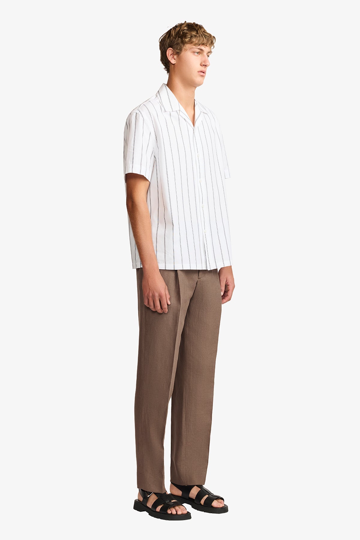 Anthony Squires Ly stripe poplin S/S shirt (White)