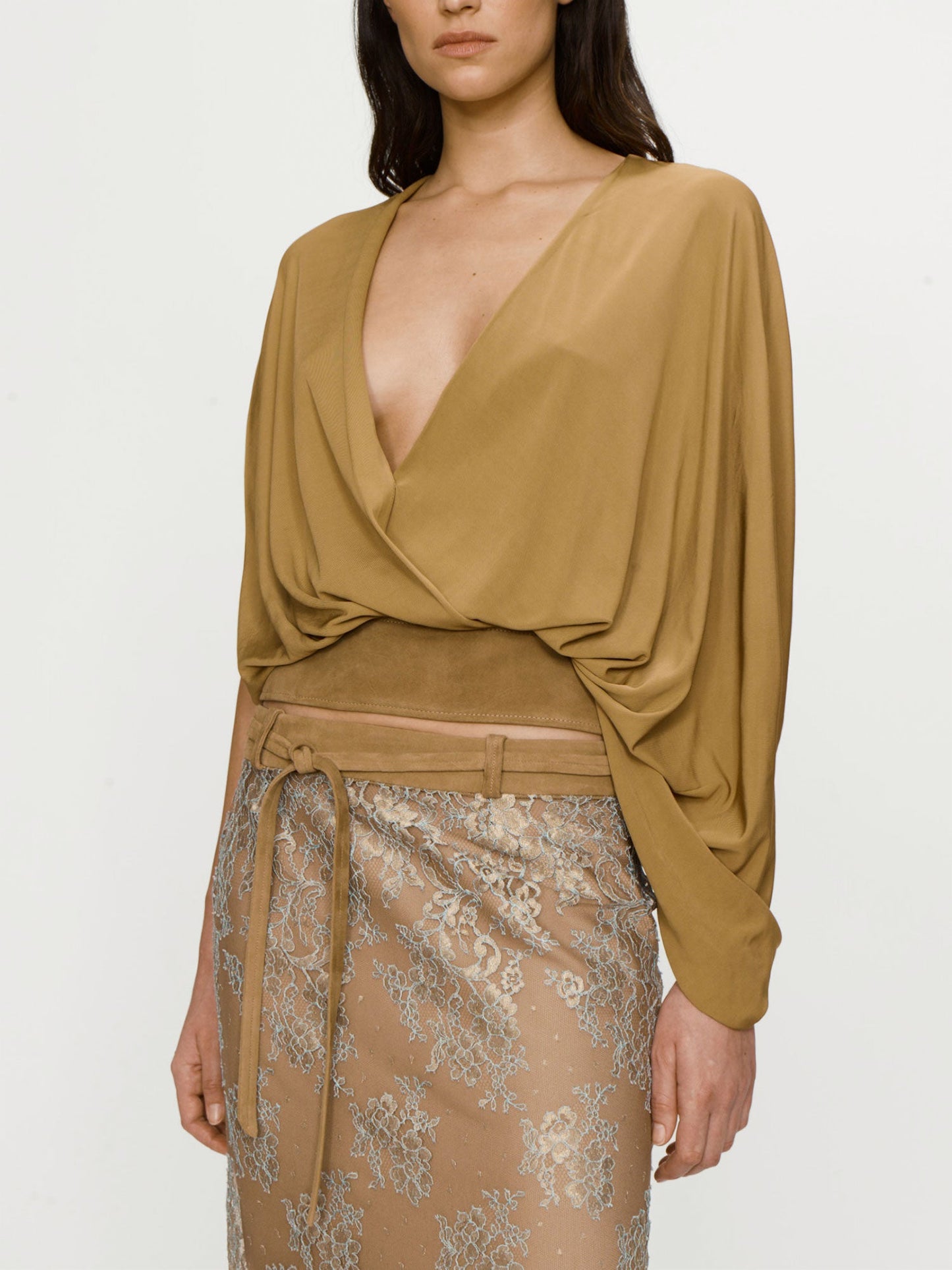 CHRISTOPHER ESBER Sèpienne Lace Belted Suede (Skirt)