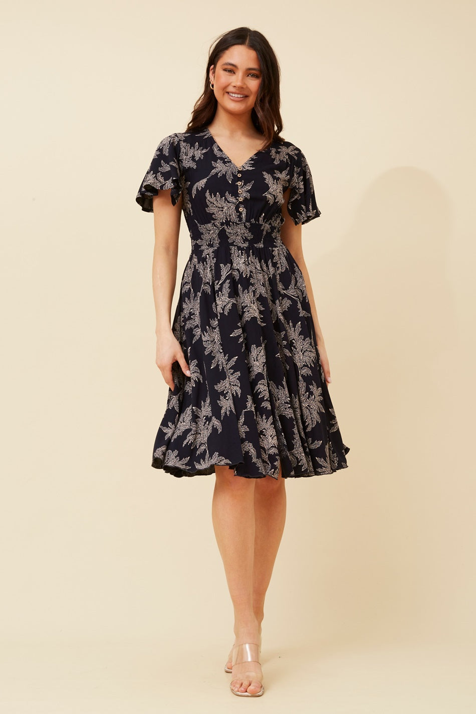 SANDY BOTANICAL PRINT DRESS (Navy)