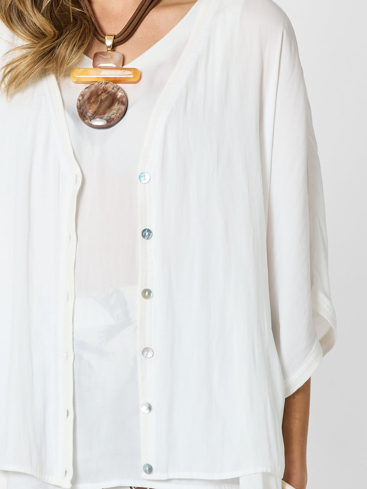 Hammock & Vine Luxe Short Sleeve Cardigan (Ivory)