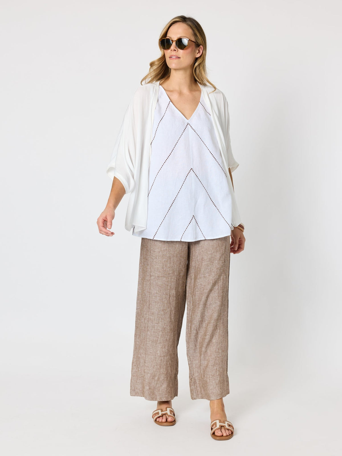 Hammock & Vine Luxe Short Sleeve Cardigan (Ivory)