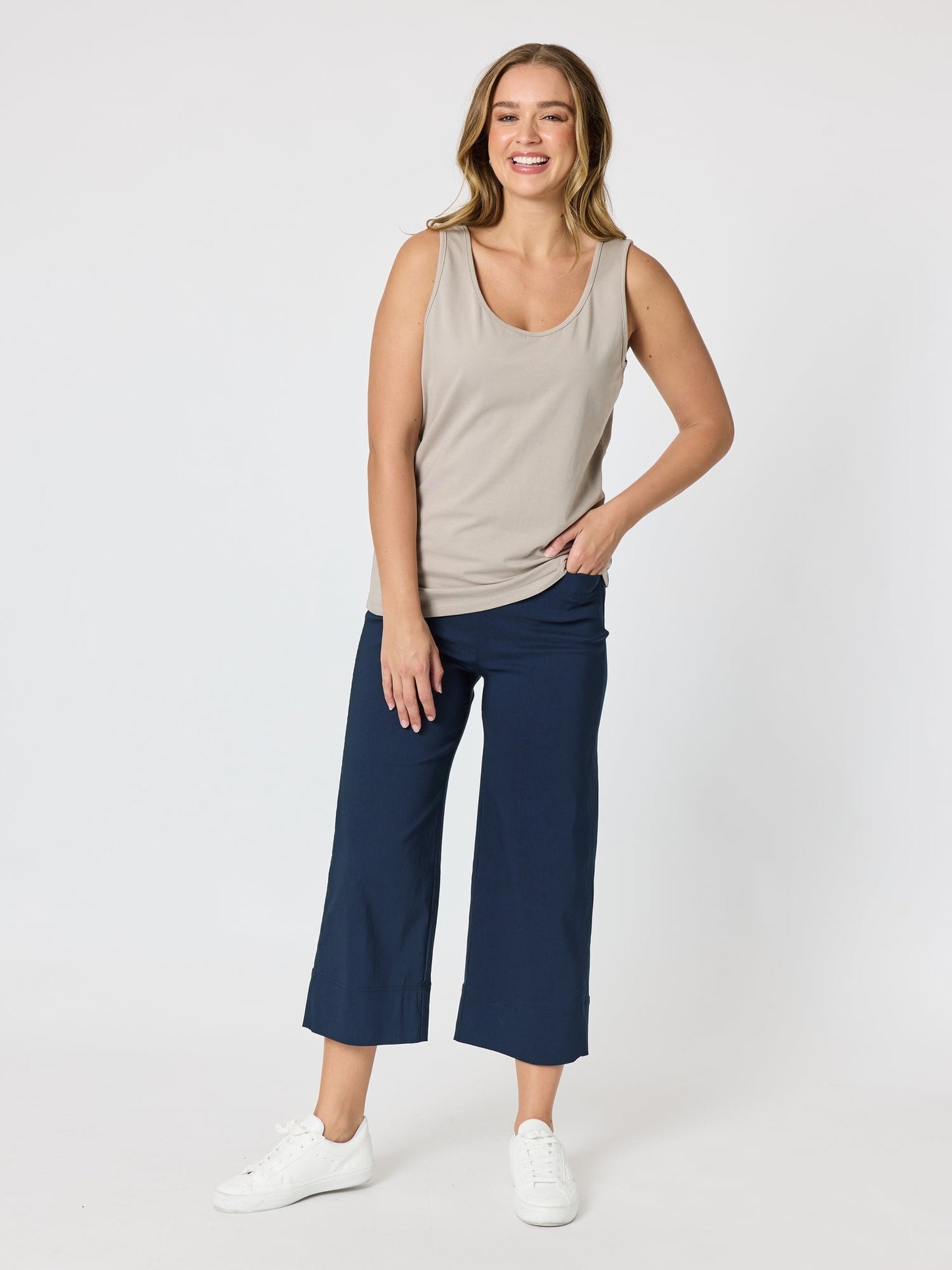 Threadz Zara Wide Leg Pant (Navy)