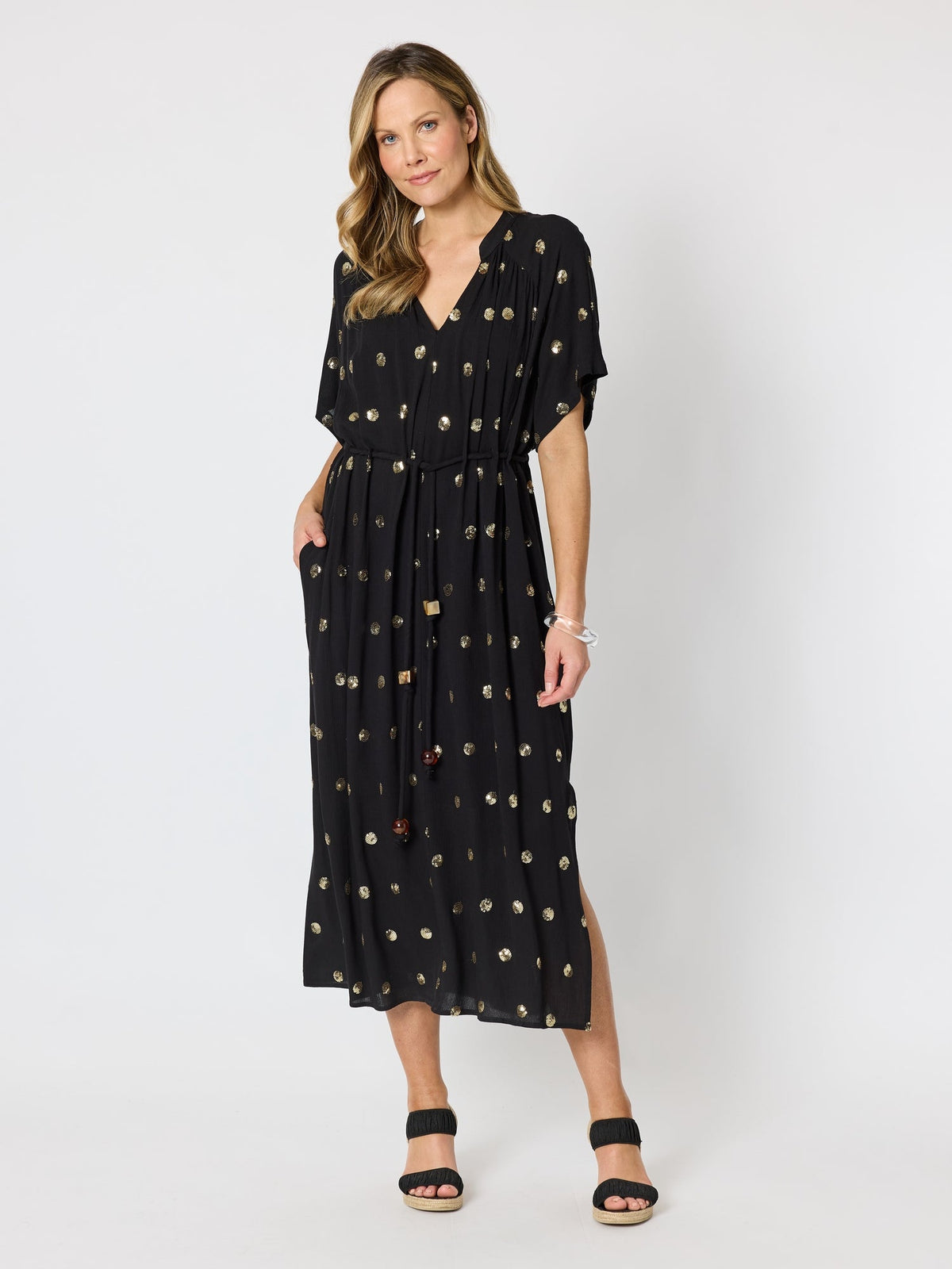 Image of Dresses. Product name - Moonlight Sequin Dress Black/Gold in Black/Gold colour by brand - Hammock & Vine