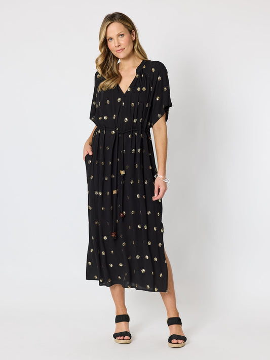 Image of Dresses. Product name - Moonlight Sequin Dress Black/Gold in Black/Gold colour by brand - Hammock & Vine