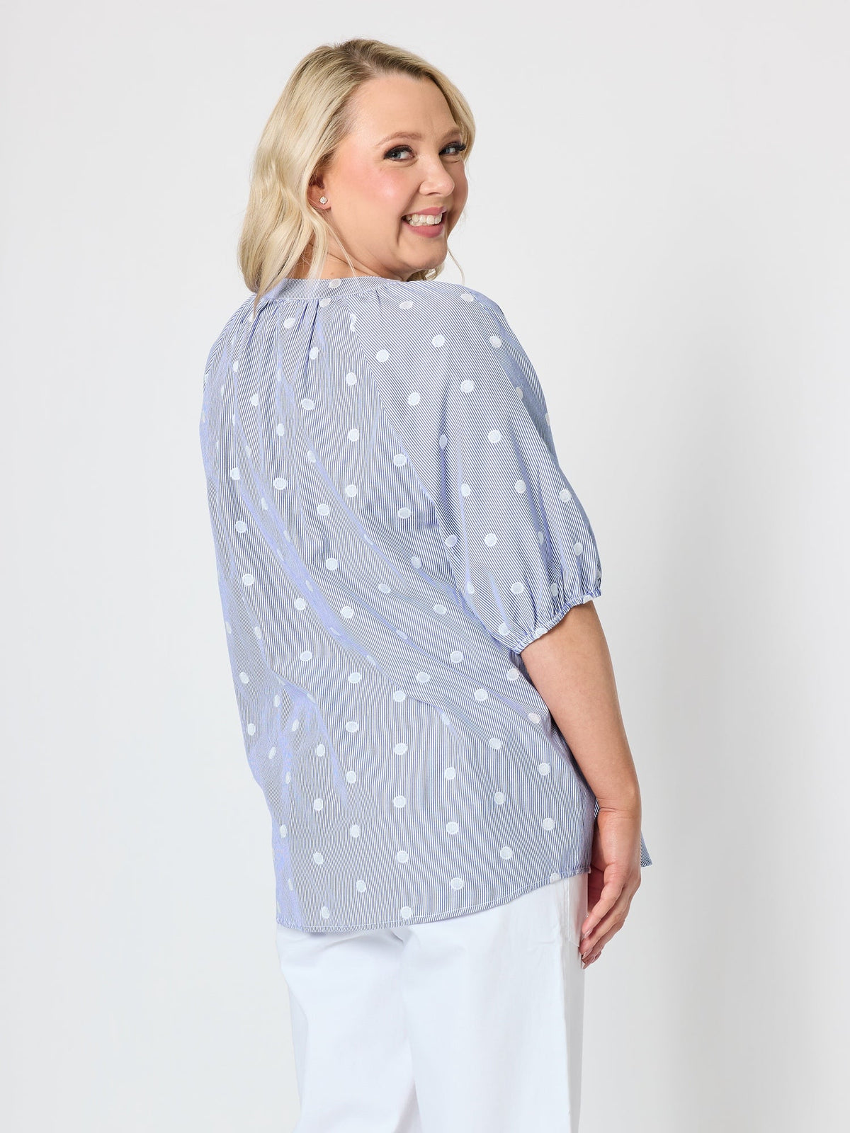 Gordon Smith Monaco Embroidered Spot Top (Pale Blue)