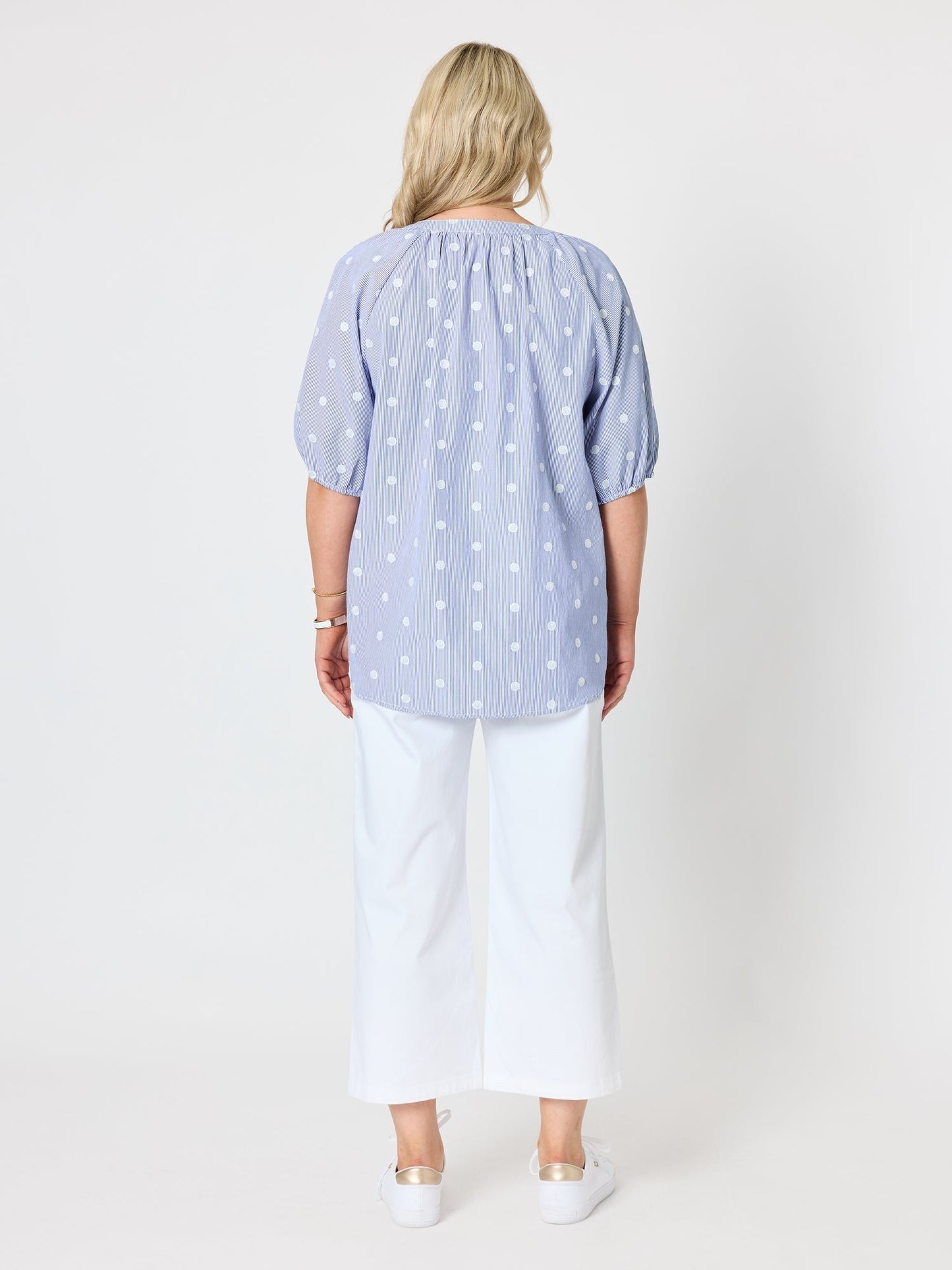 Gordon Smith Monaco Embroidered Spot Top (Pale Blue)