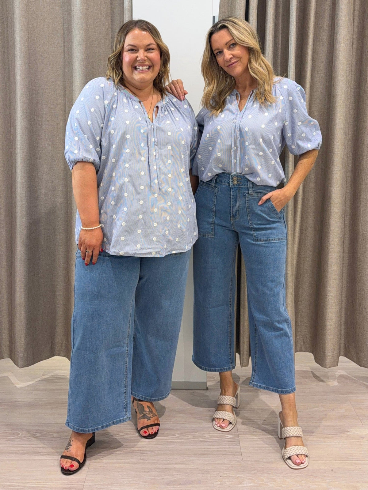 Gordon Smith Monaco Embroidered Spot Top (Pale Blue)