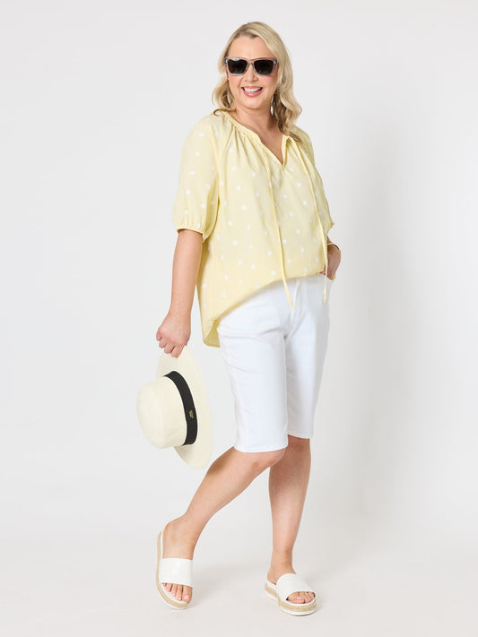 Gordon Smith Monaco Embroidered Spot Top (Lemon)