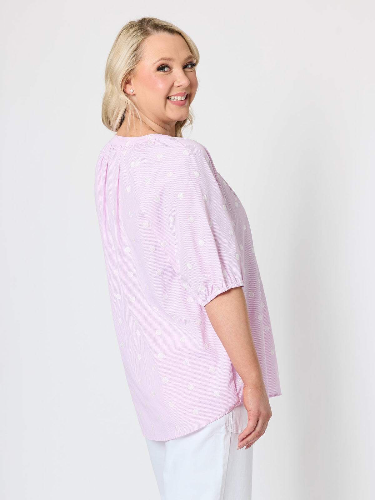 Gordon Smith Monaco Embroidered Spot Top (Pale Pink)