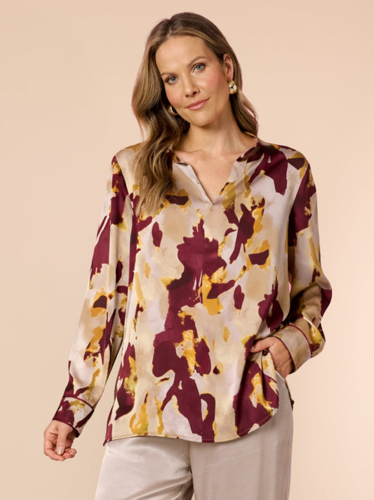 Image of a model wearing Tops. Product name - Verona Print Top Shiraz Multi in Shiraz Multi colour by brand - Hammock & Vine