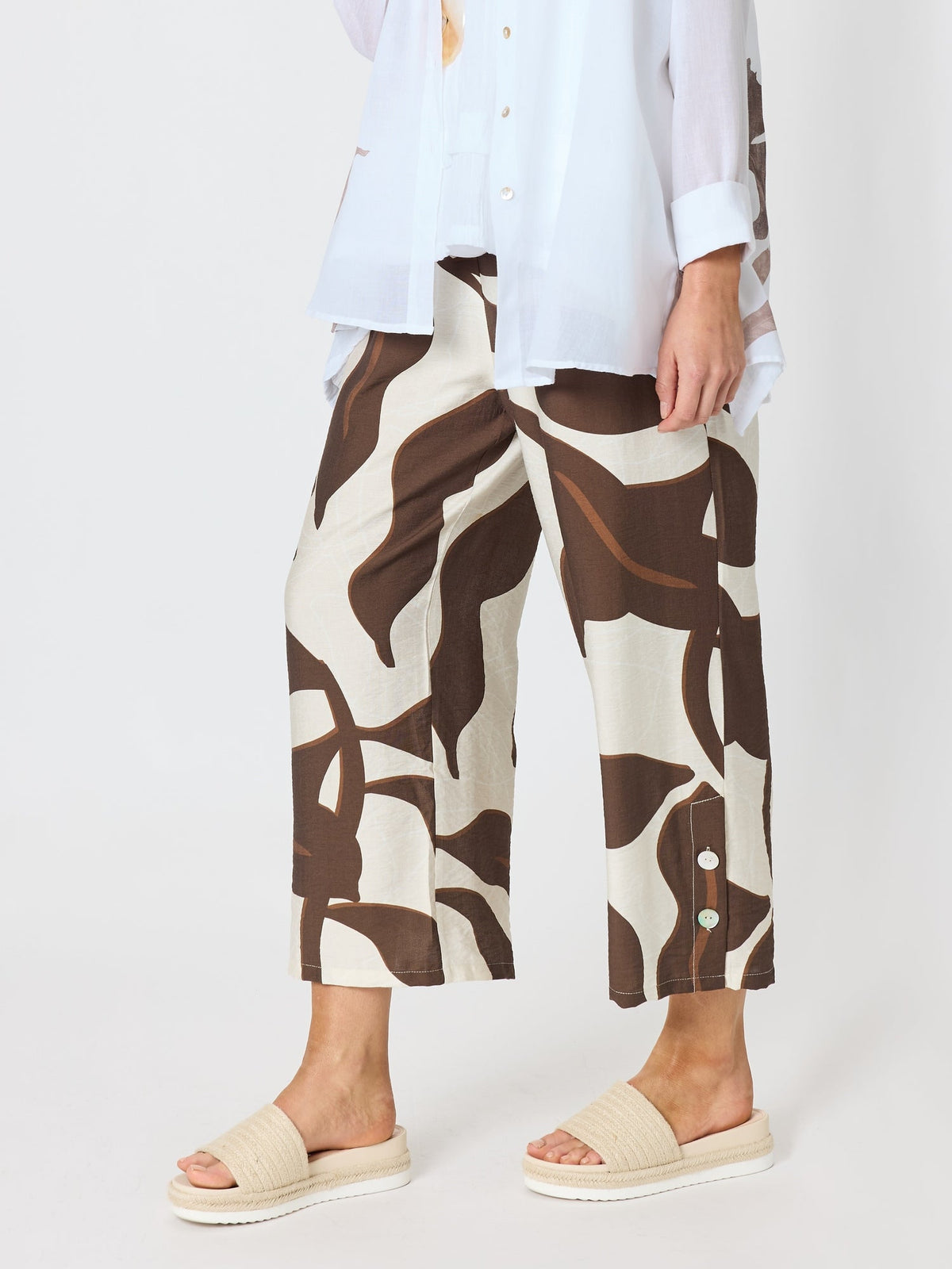 Clarity Bay Leaf Wide Leg Pant (Mocha Multi)