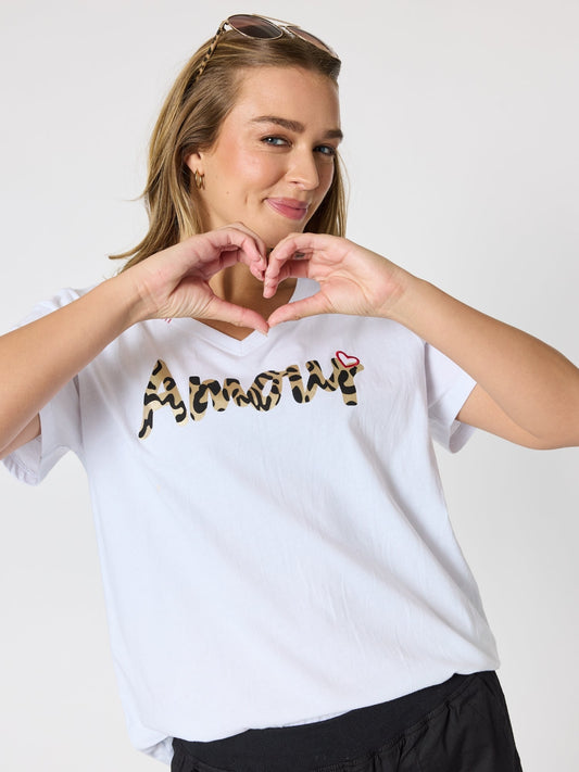 Threadz Amour Animal Print Tee (White)