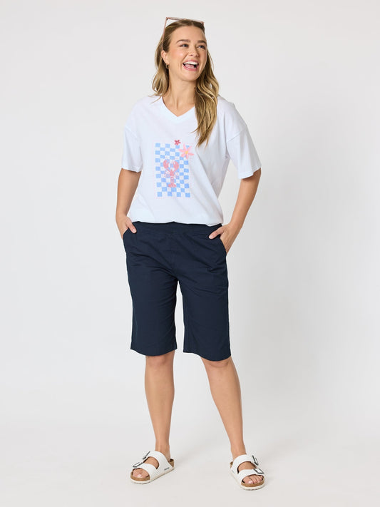 Threadz Laguna Cafe Print Cotton Tee (White)