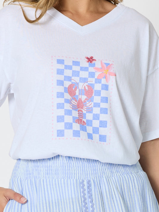 Threadz Laguna Cafe Print Cotton Tee (White)
