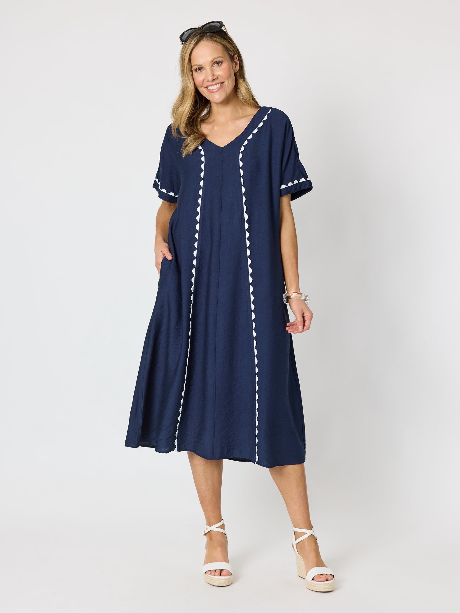 Image of Dresses. Product name - Del Mar Dress Navy in Navy colour by brand - Clarity