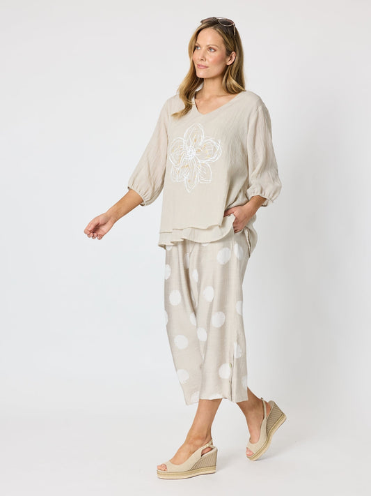 Clarity Camellia Floral Print Top (Natural)