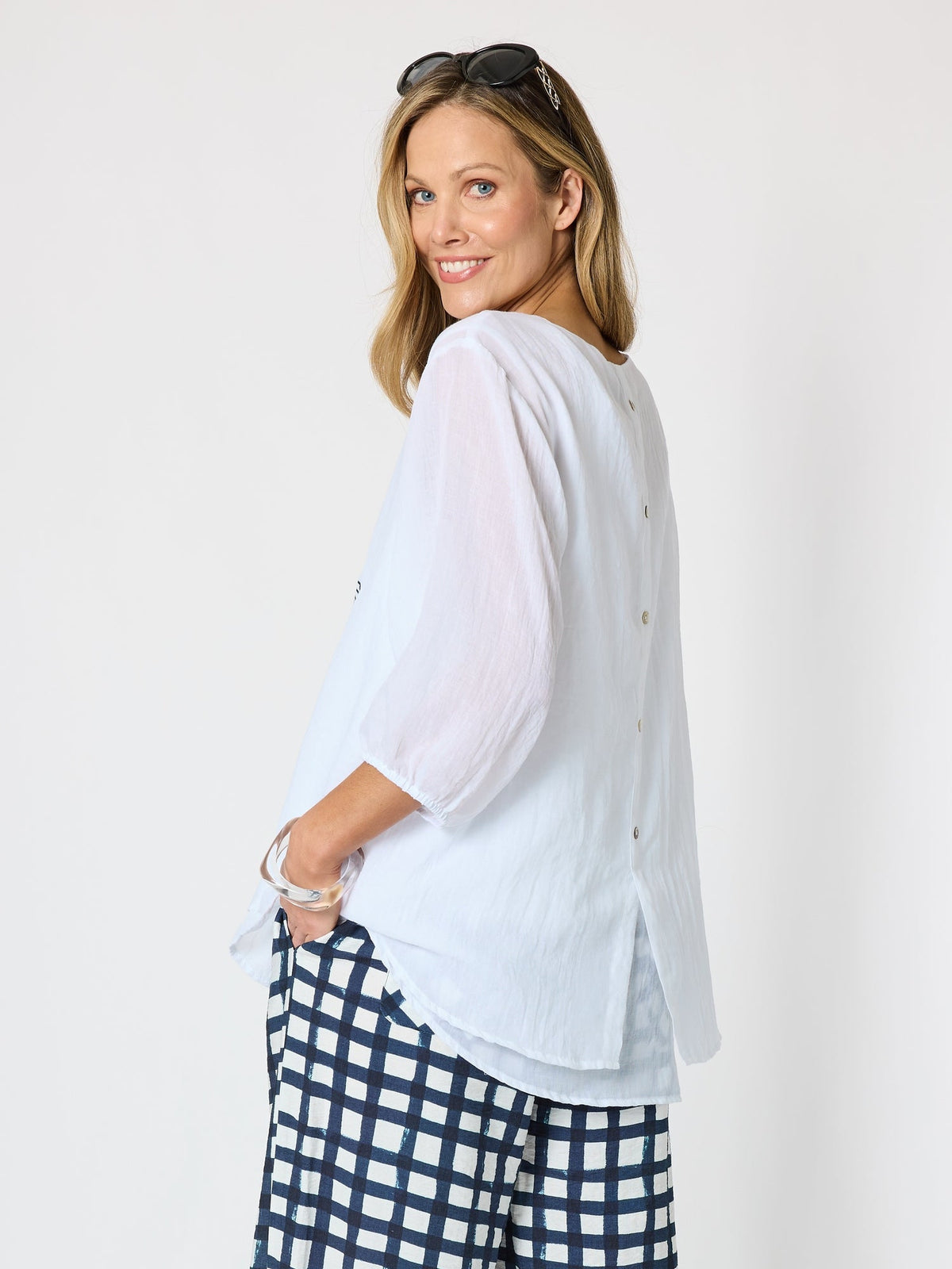 Clarity Camellia Floral Print Top (White)