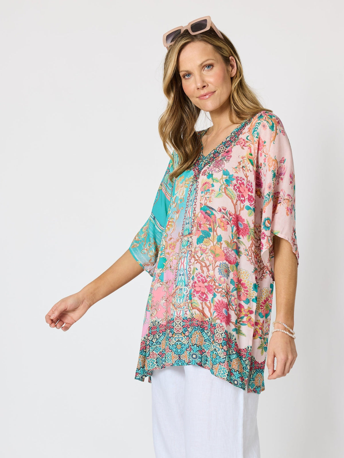 Hammock & Vine Botanica Floral Print Top (Blush Multi)