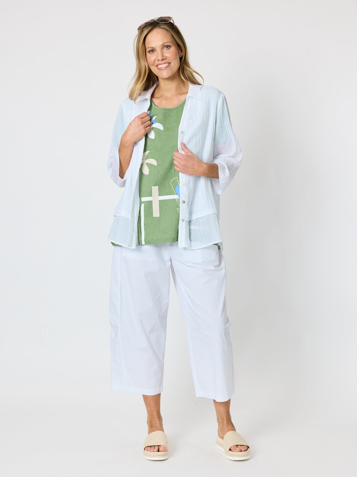 Clarity Bay Leaf Print Top (Fern Multi)