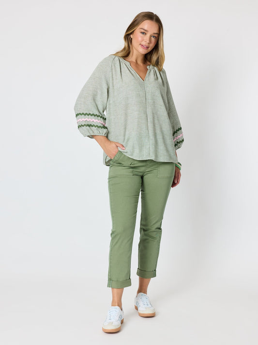 Threadz Canopy Ric Rac Top (Olive)