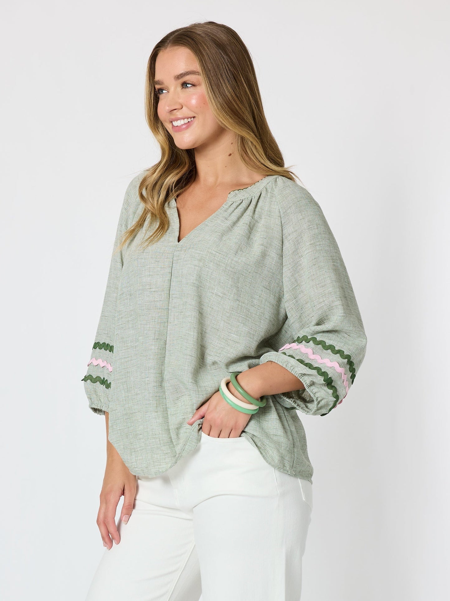 Threadz Canopy Ric Rac Top (Olive)