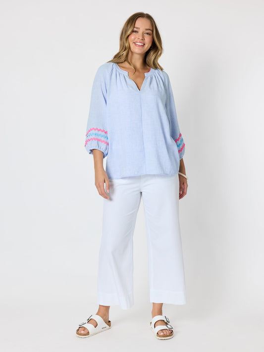 Threadz Canopy Ric Rac Top (Pale Blue)